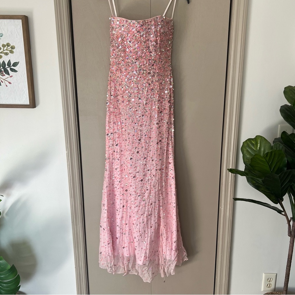 Sparkling Barbie Pink Strapless Prom Dress